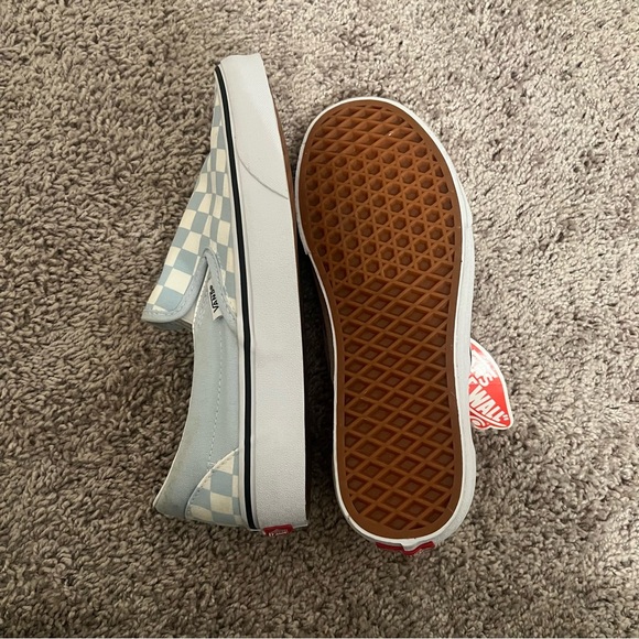 {Vans} Classic Slip-On Baby Blue Checkered Shoes - Picture 10 of 10
